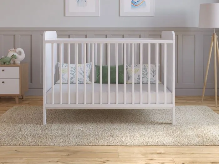 Lit Bebe Evolutif Avec Matelas - Lit Bebe Set Complet 120x60 cm Bois,Blanc convertible-2