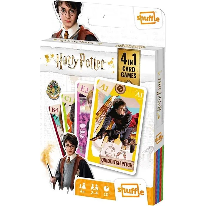 Jeu de cartes - SHUFFLE - Jeu de Cartes 4 en 1 Harry Potter - 4 jeux en 1 - À partir de 6 ans - Mixte-1