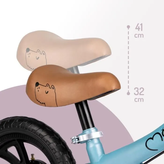Vélo bébé draisienne MoMi BREKI - réglage de la hauteur, frein, sans pédales - 12" roues - style sportif - Bleu-2