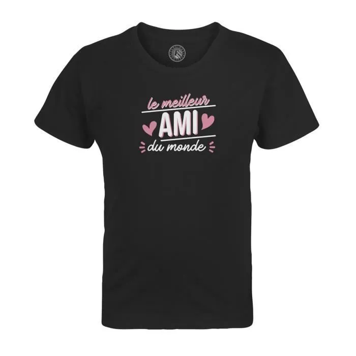 T-shirt Enfant Noir Le Meilleur Ami du Monde Amitié Copain Copine-0