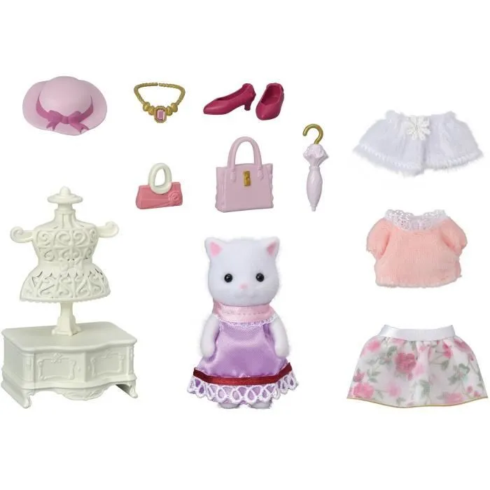 SYLVANIAN FAMILIES - 5461 - La valisette de mode et grande sœur chat persan - Le village-2