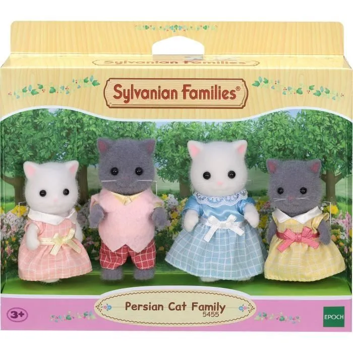 SYLVANIAN FAMILIES - Famille chat persan - 4 personnages articulés et habillés - Pour enfants à partir de 3 ans-3