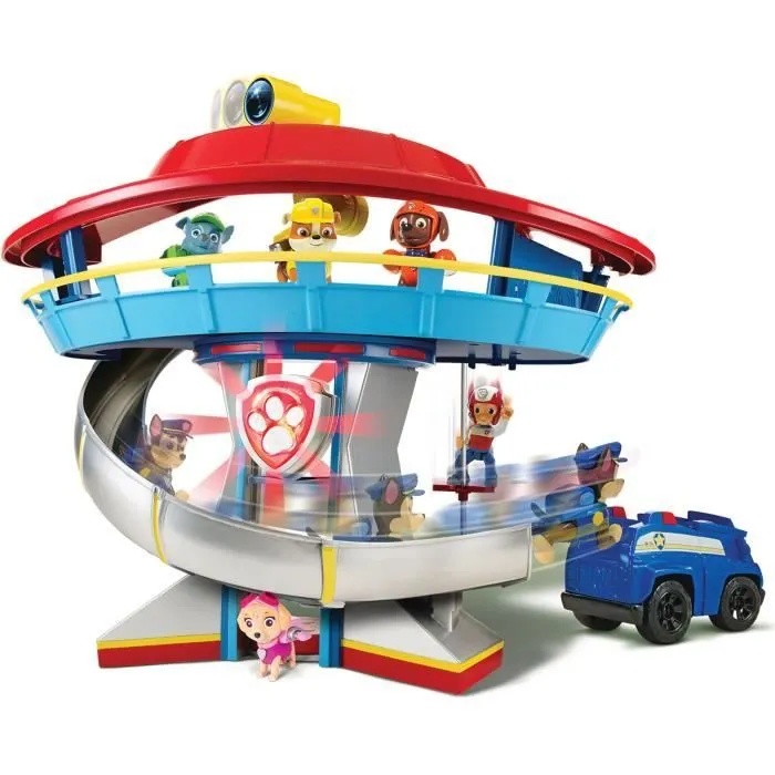 Playset Quartier Général Pat' Patrouille + Véhicule figurine Chase - Effets Sonores lumineux-1