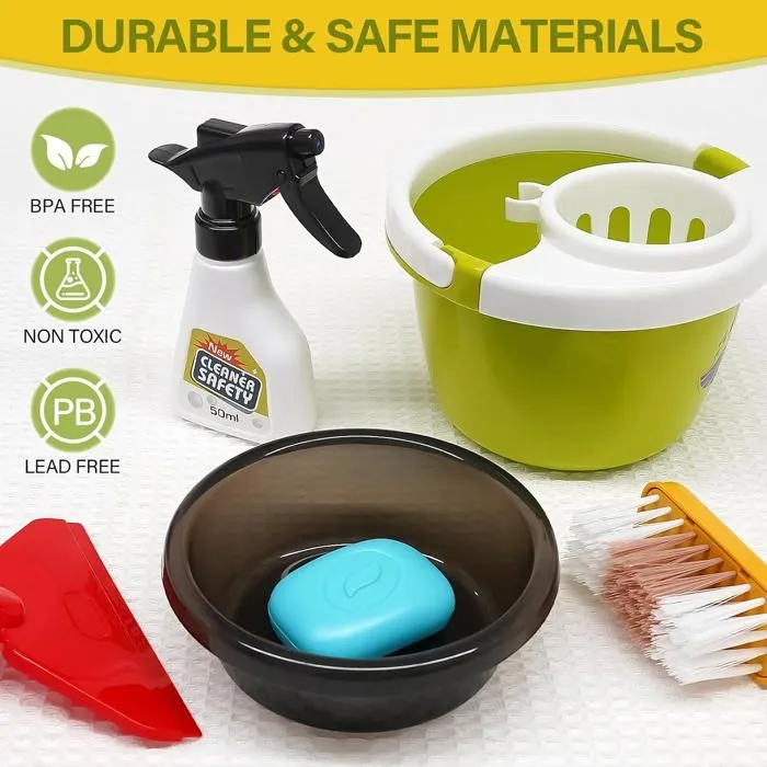Aspirateur Enfant Qui Aspire Vraiment, 14 Pièces Kit Menage Enfant, Aspirateur Enfant Jouet 15 × 56 cm, Jouet pour partir de 3 Ans-4