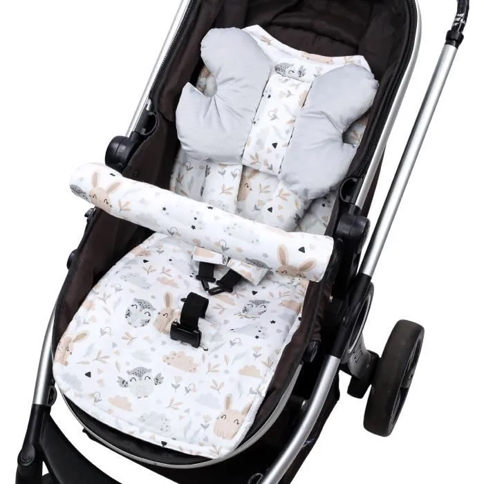 Coussin de siège coussin de poussette 75 x 35 cm - enfant ensemble universel respirant avec protection de ceinture Velours Gris-0