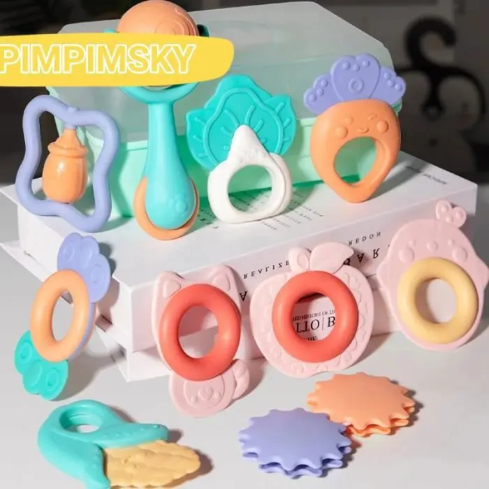 Bébé Premier Hochet de Dentition Jouets ; Bébé Cadeau Ensemble Avec boîte de rangement - 10PCS-1