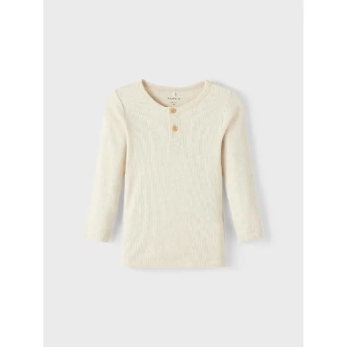 Pullover enfant - Name it - Kab - Peyote melange - 57% coton bio - T-shirt grand-père - Col autres-2