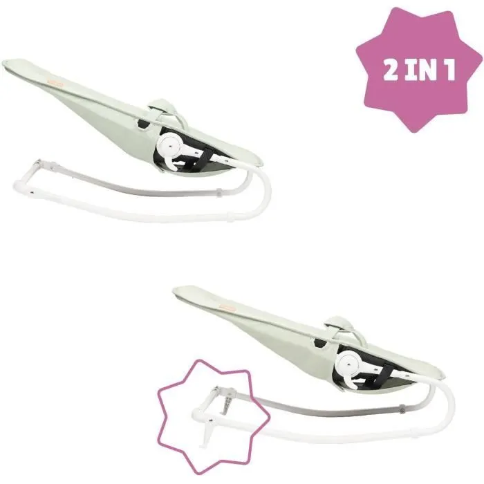 Transat pliable et ultra compact BADABULLE, arche de jeux, lichen / vert d'eau-2