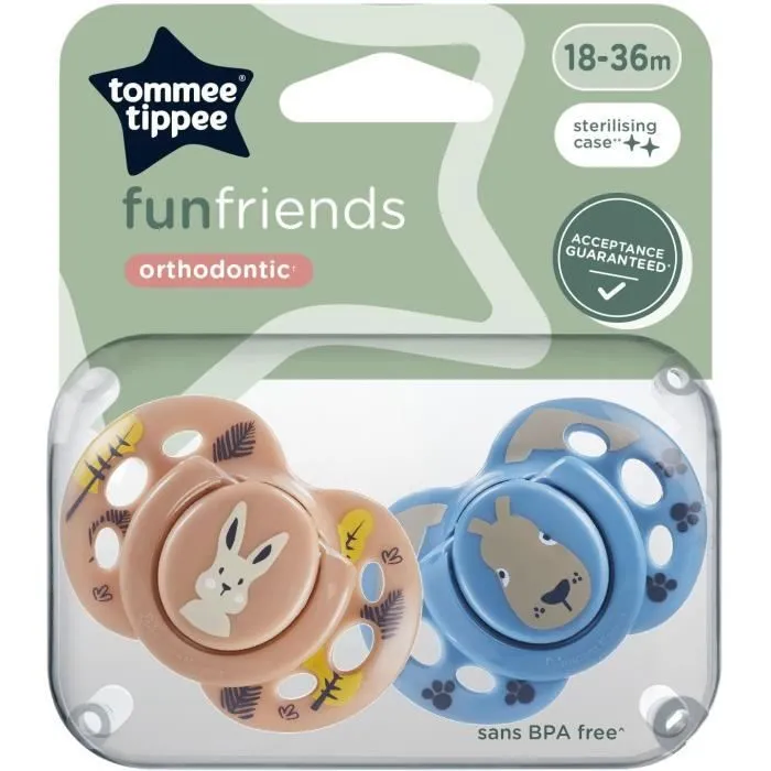 Sucette - TOMMEE TIPPEE - FUN - 18-36 mois - Lot de 2 sucettes symétriques sans BPA - Capsule de stérilisation réutilisable-5
