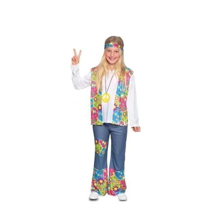 Déguisement Hippie Fille - Disfrazzes - Avec Fleurs - Polyester - Intérieur-0