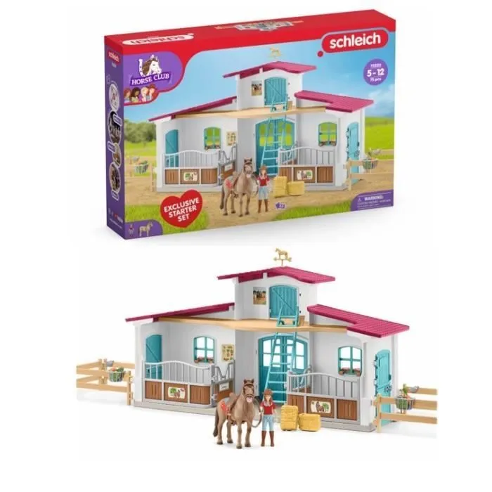 Centre Équestre, coffret figurines avec 75 éléments inclus dont 1 cheval, dès 5 ans, schleich 72222 Horse club-0