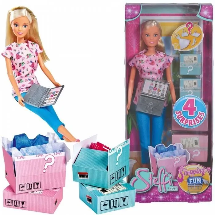 Poupée Steffi Love Shopping Fun - SIMBA - 105733403 - Grande variété de tenues et accessoires - 29 cm de hauteur-0