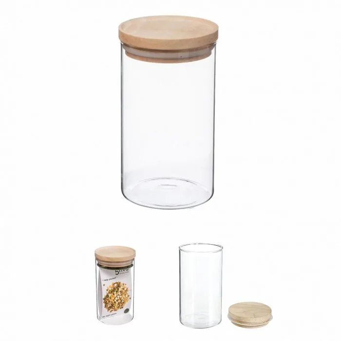 Bocaux de rangement en verre et bois couvercle hermétique Atmosphera - Bocal hermétique 1 Litre-4