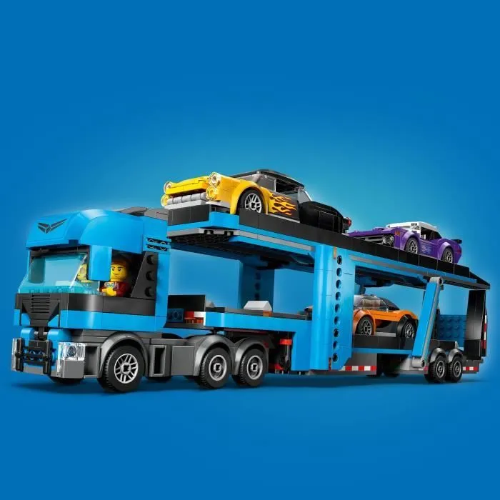 LEGO® City 60408 Le camion de transport de voitures de sport, 4 véhicules pour enfants-3