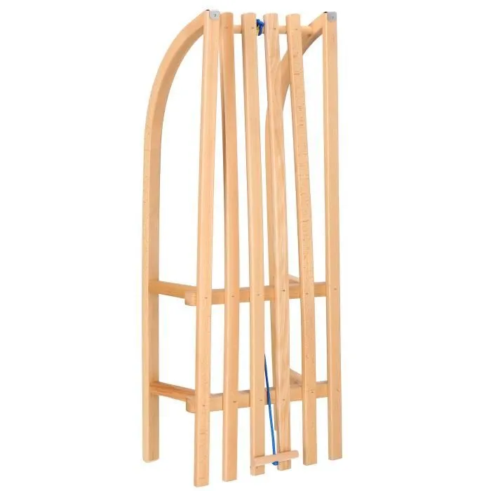 Luge en bois - SPRINGOS® - Modèle avec dossier - Corde à tirer - 89x34x22 cm - Glissières en métal-2