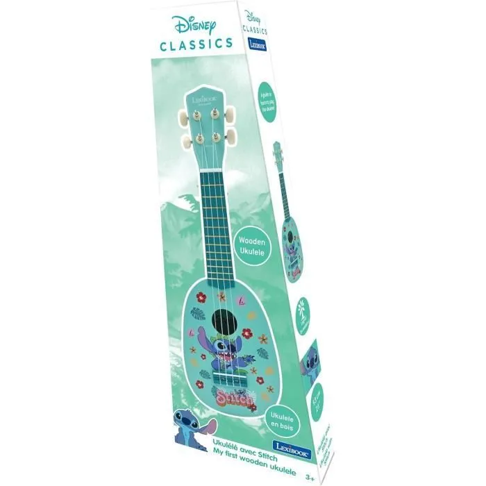 Ukulélé Stitch, Environ 53cm, Bois, 6 cordes en Nylon, Guide fourni, Lexibook-6