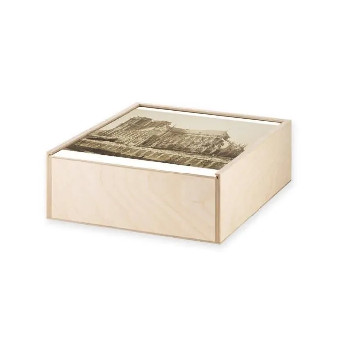 Boite Coffret en Bois - Cathedrale Notre Dame De Paris 1860 Photo Rare Vintage Ancien  (11 x 11 x 3,5 cm)-1