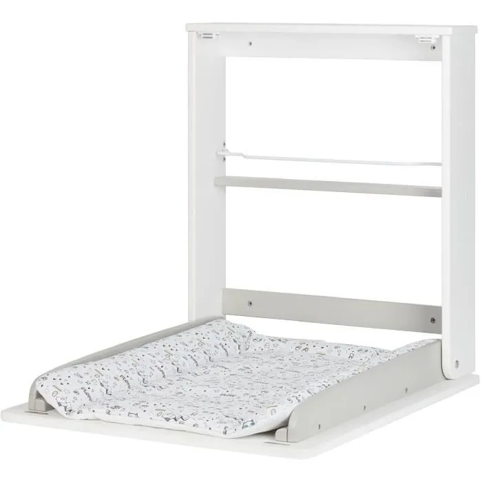 Badabulle Table à langer murale Plouf, avec matelas à langer inclus - Pliable et compacte-0