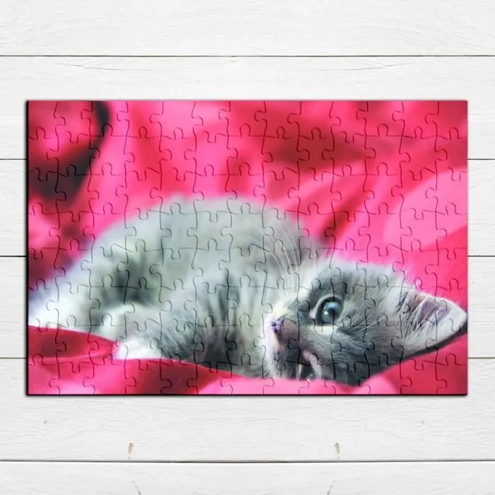 Puzzle Classique - FABULOUS - Chaton Gris Mignon Drap Rouge - 100 Pièces - Intérieur - Mixte - Adulte-3