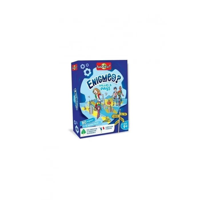 Jeu de cartes Bioviva Enigmes Villes et Pays - BIOVIVA - Pour enfants à partir de 8 ans - Bleu-0