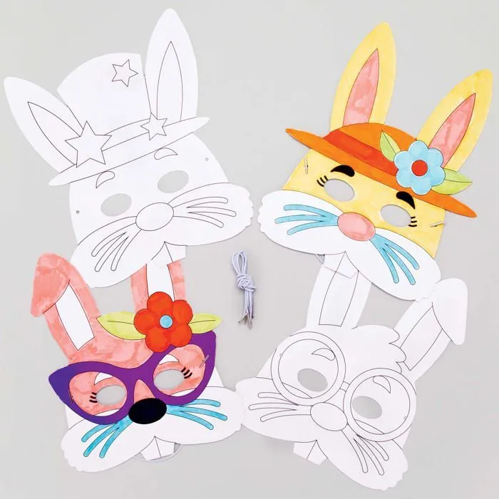 Baker ross - AT430 - Masques de lapins de Paques a colorier (Paquet de 8) - Loisirs creatifs pour enfants et adultes-0
