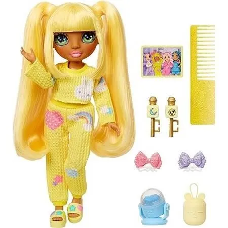 Junior High Pyjama Party - Poupée mannequin articulée 22 cm - Sunny (Jaune) - Nombreux accessoires - à partir de 4 ans-1