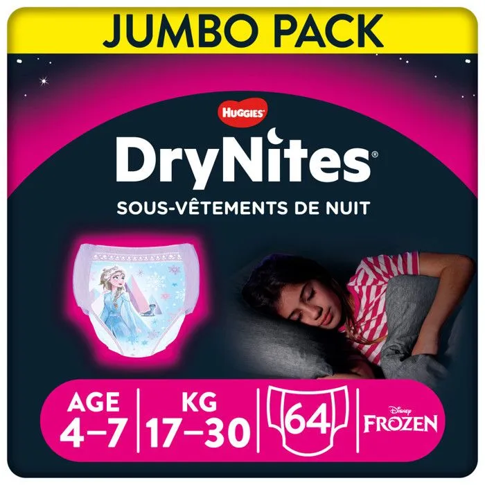 DryNites Couche de Nuit pour Fille 4-7 Ans 17-30 kg (4x16)-0