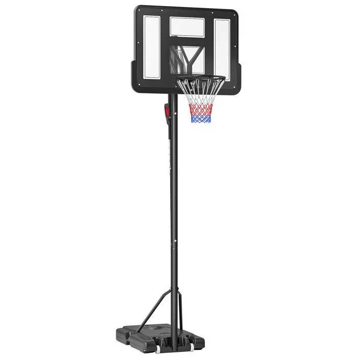 Panier de basket SPORTNOW sur pied hauteur réglable de 2,35m à 3,05m avec roulettes, panneau arrière solide, Base de Lestage-0