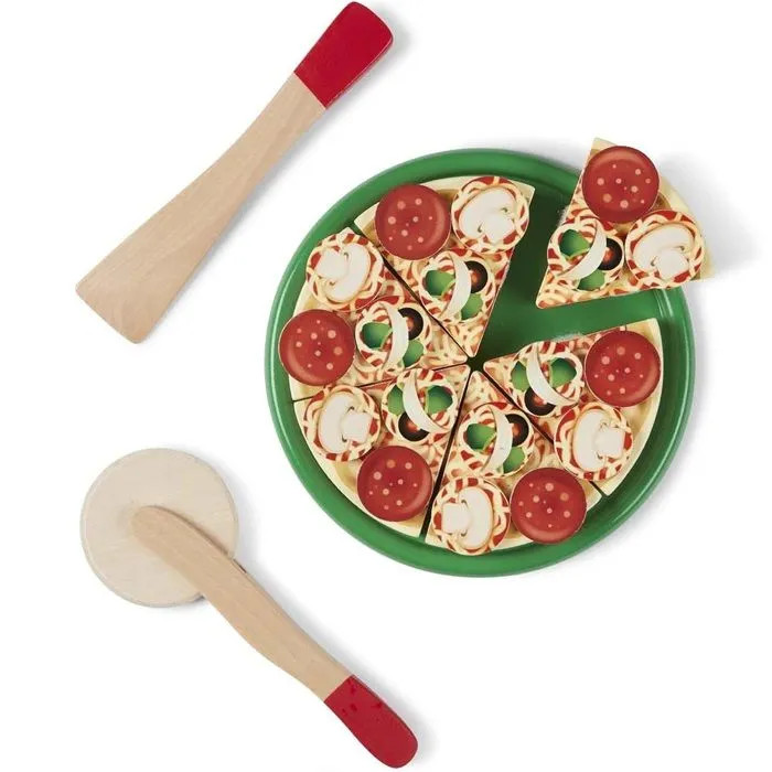 Jeu d'imitation - MELISSA & DOUG - Pizza En Bois - Bois - Beige - A partir de 3 ans-1