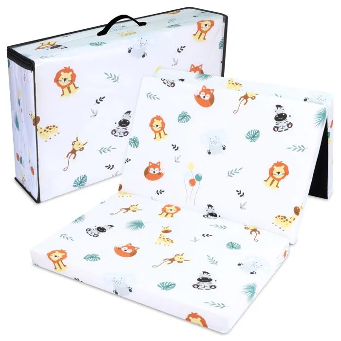Matelas lit de voyage 60x120cm pliable - TOTSY BABY - Safari - Mixte - Jaune - 5 cm-0