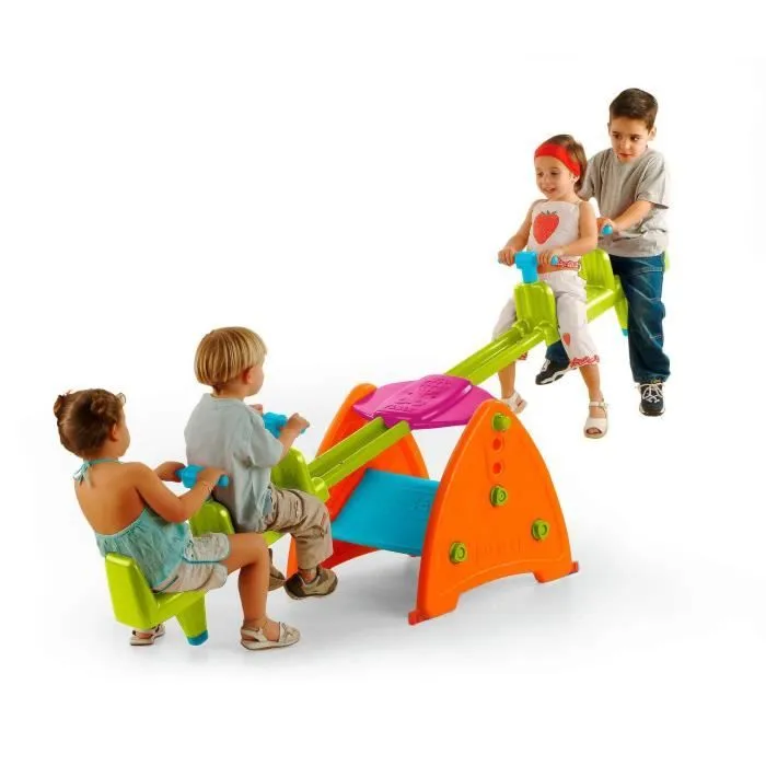 Balançoire Trébuchet 4 places - FEBER - Réglable en hauteur - Acier renforcé et plastique-2