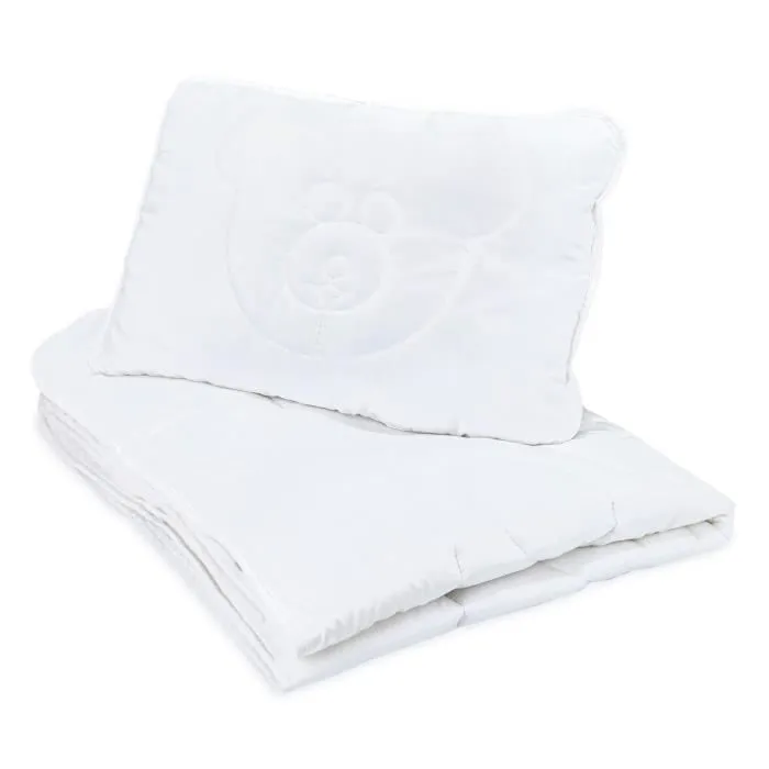 Couverture bébé et oreiller motif ours - TOTSY BABY - Blanc - Légère et douce - Lavable en machine-0