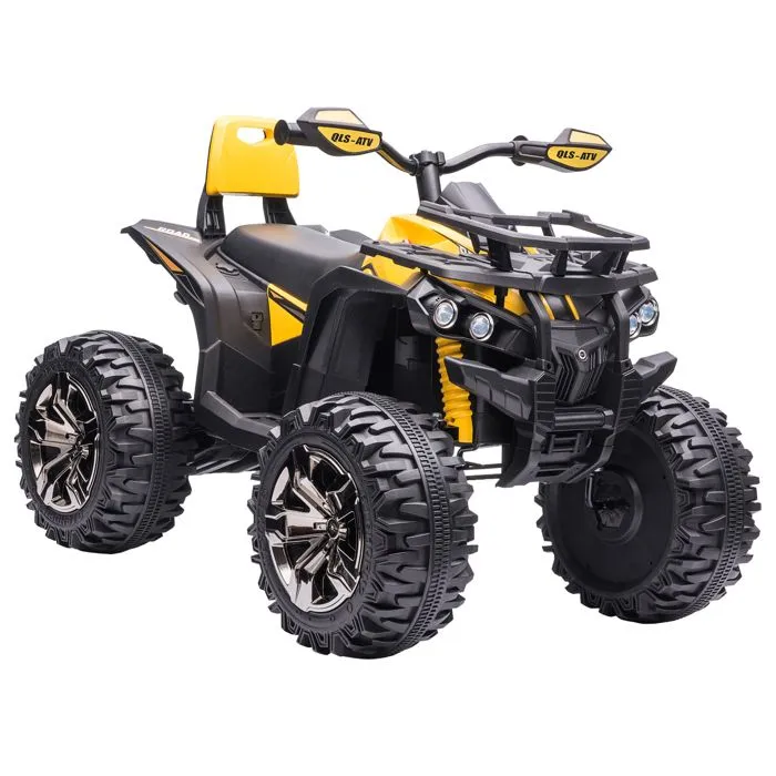 HOMCOM Voiture 4x4 Quad Buggy électrique Enfant 12 V 5 Km/h Max. Effets Lumineux sonores Selle avec Dossier Porte-Bagage Avant-0
