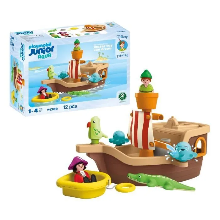 PLAYMOBIL Junior 71769 Peter Pan et bâteau pirate, Disney, 12 pièces, Dès 12 mois-2