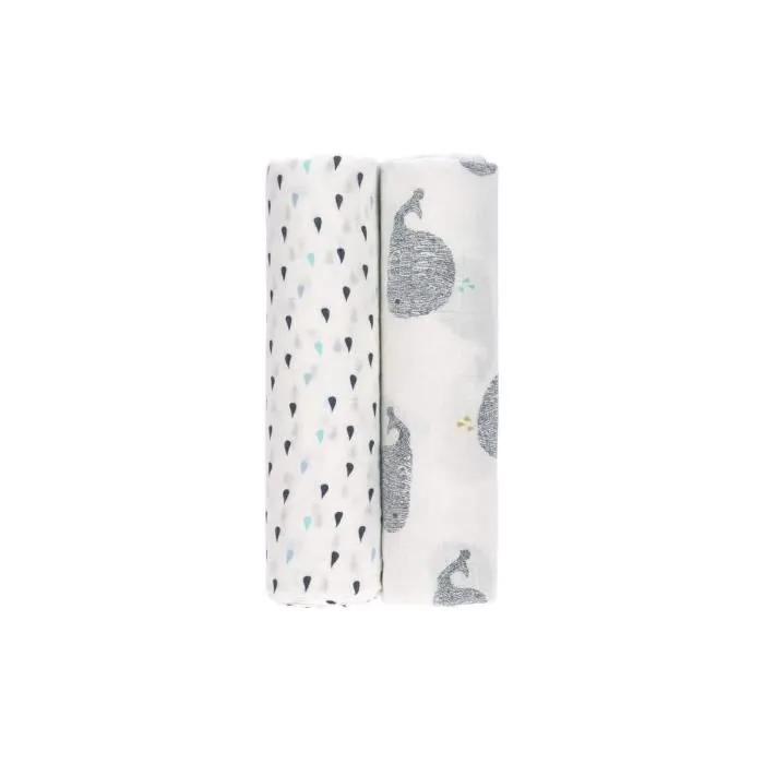 Lange divinement doux XL Little Water Baleine - LASSIG - 120 x 120 cm - Coloris Unique-3