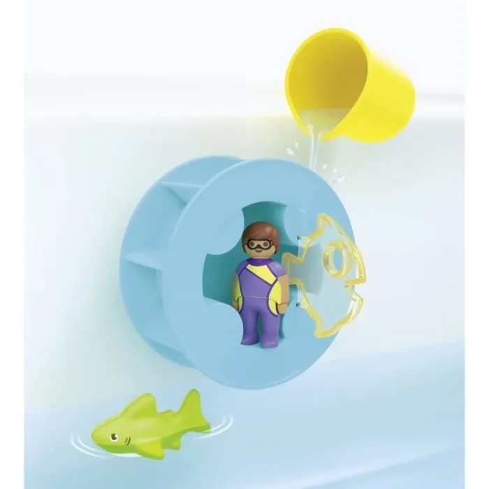 PLAYMOBIL Junior 71688 Roue aquatique avec bébé requin, Jouet pour le bain, Dès 12 mois-2
