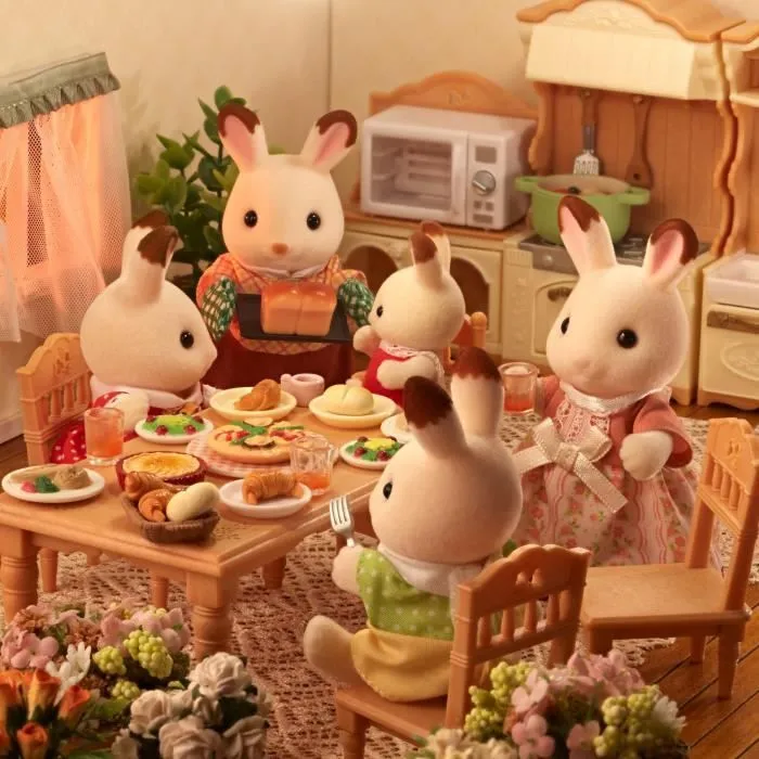 Famille Lapin Chocolat - SYLVANIAN FAMILIES - 5655 - Articulée et Habillée - A partir de 3 ans-6