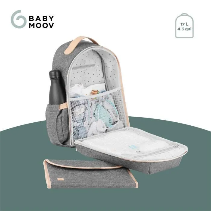 Babymoov Sac à dos à langer Le Pyla, avec grande poche isotherme - Matelas à langer inclus - Smokey-2
