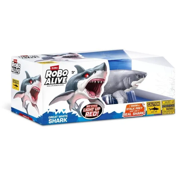 Jouet Interactif - ZURU - Shark Attack Robo Alive - Grand requin blanc avec mouvements réalistes et yeux brillants-4