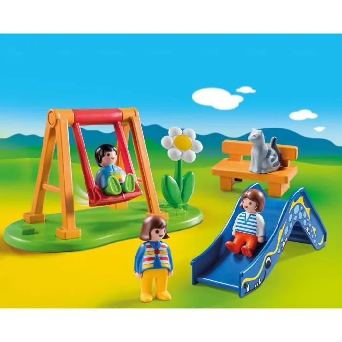 PLAYMOBIL - 70130 - PLAYMOBIL 1.2.3 - Parc de jeux - Aire de jeux avec 3 personnages, balançoire et toboggan-2