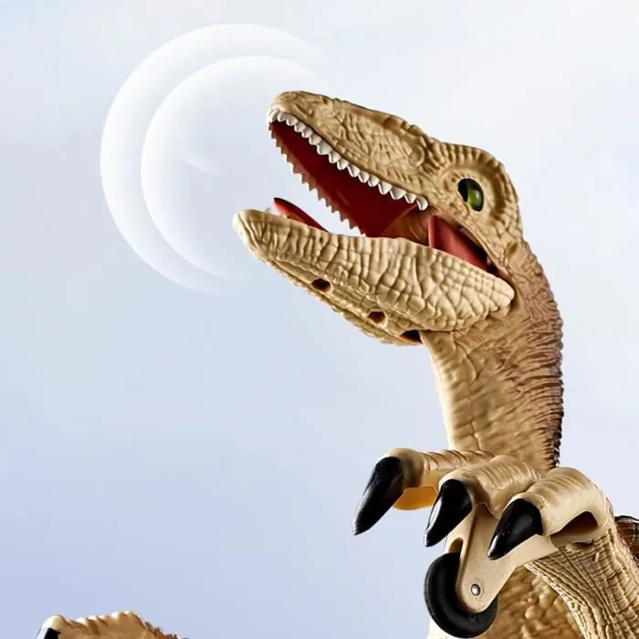 Jouet dinosaure télécommandé, avec lumière et son, jouet dinosaure électrique réaliste, cadeaux de Noël pour enfants -Brun-2