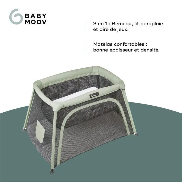 Babymoov Lit parapluie 3-en-1 Moov and Comfy - Dès la Naissance et jusqu'à 4 ans - Berceau Grand Lit d'appoint & Aire de jeux-2
