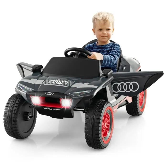 COSTWAY 12V Audi Voiture Électrique Enfants - Télécommande 2,4G - LED & Musique & Histoire - 2 Moteur, 3-6,5 km/h, 3 +Ans-0