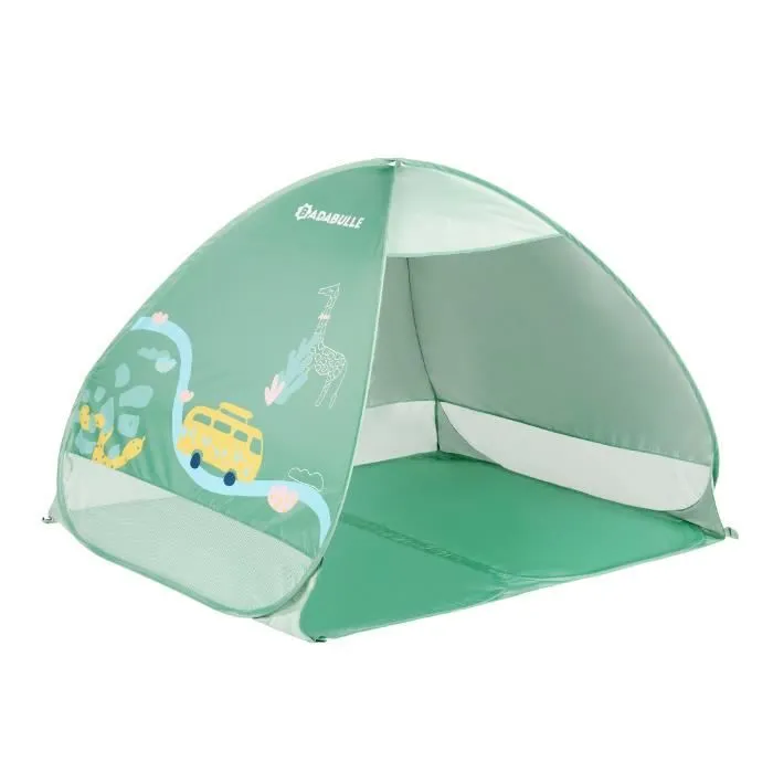 BADABULLE Tente anti-UV bébé, grande tente de plage, haute protection solaire FPS 50+, système pop-up, vert-0