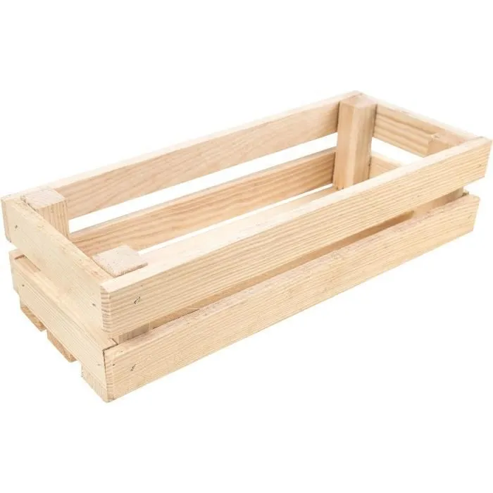 Caisse en Bois Naturel - CREATIVE DECO - 34 x 14 x 9 cm - Caisse Rangement Bois - Caisse en Bois Vintage-0