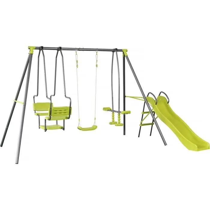 Portique en métal "Ludo II" avec 4 agrès - 315 x 225 x 195 cm - Vert-0