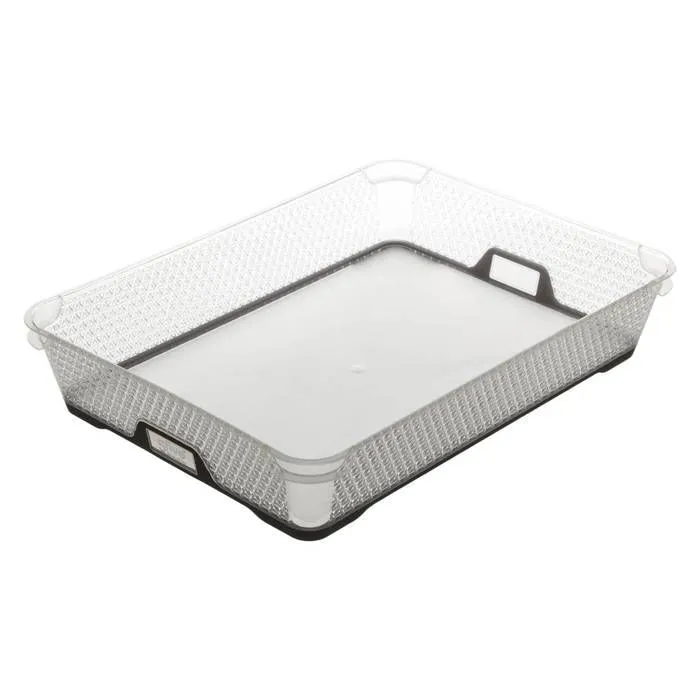 Bac de Rangement Duo - FIVE - Capacité 6,7 L - Transparent - Blanc - L36 x P26,5 x H7 cm-0