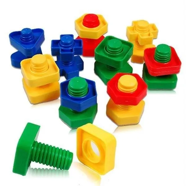 Jeu de vis et écrous - Montessori - 10 pièces - Colorés - Plastique - À partir de 3 ans-0