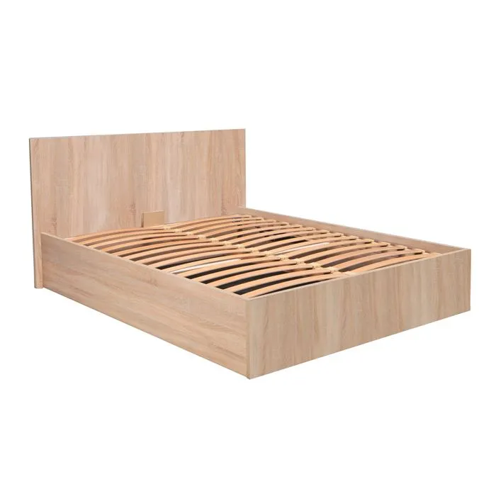 Lit coffre - CADIX - Chêne clair - 140x200cm - Bois massif - A lattes-3