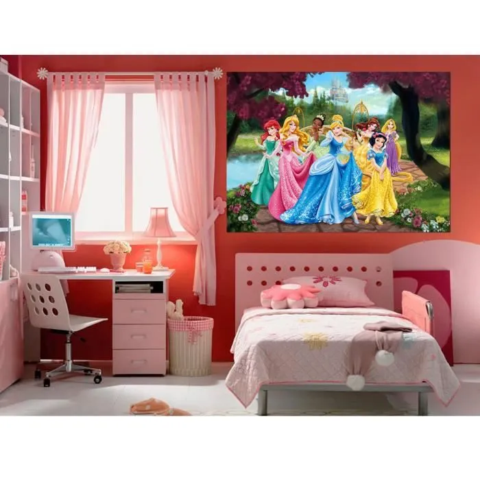 Poster XXL Princesse Disney - Château - Cendrillon - Aurore - Belle - Raiponce - Tiana - Blanche Neige-3